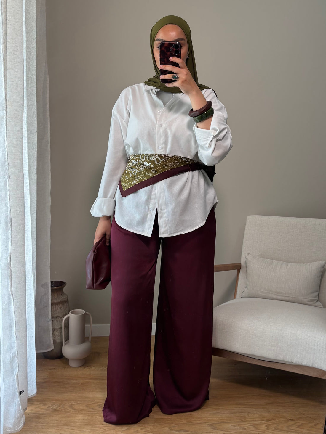 Pantalon satiné | Bordeaux