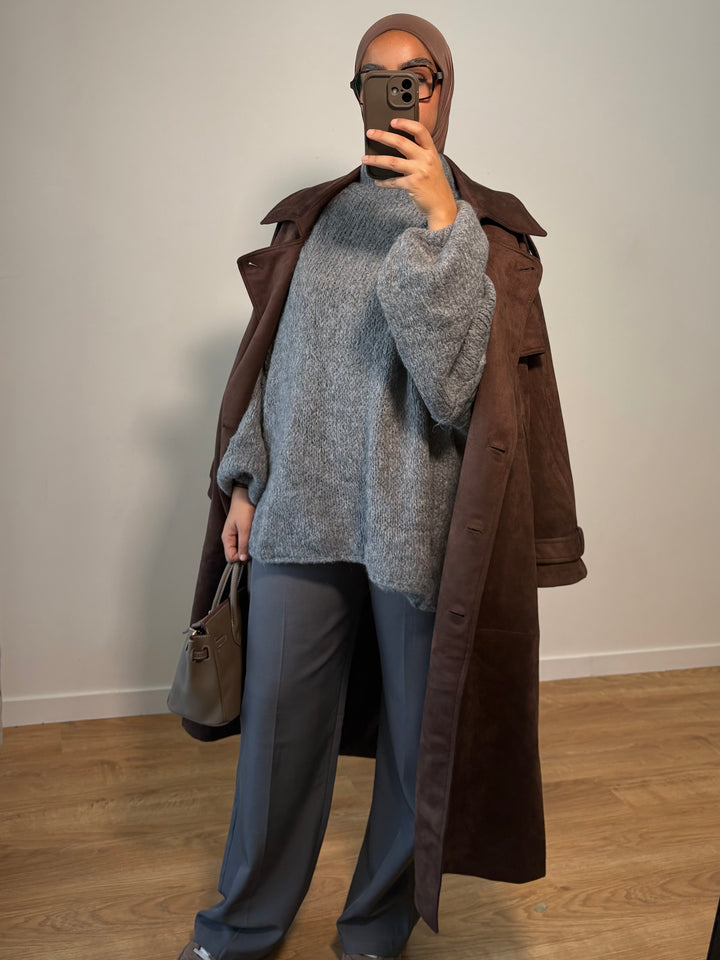 Trench Suède Marron