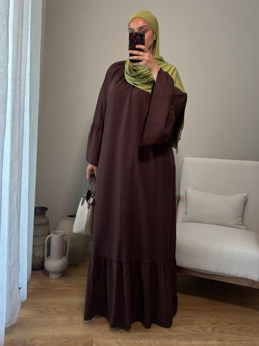 Robe à volant | Marron