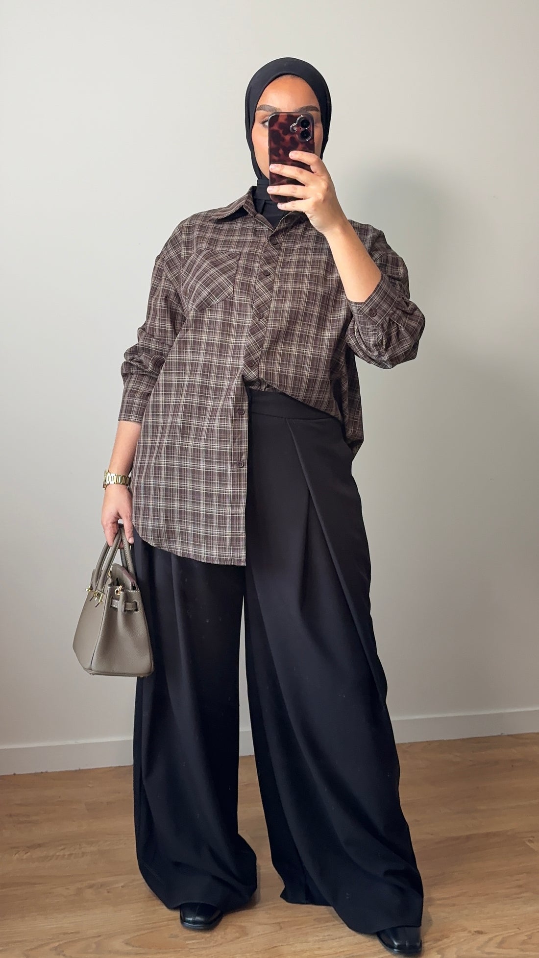 Chemise carreaux marron