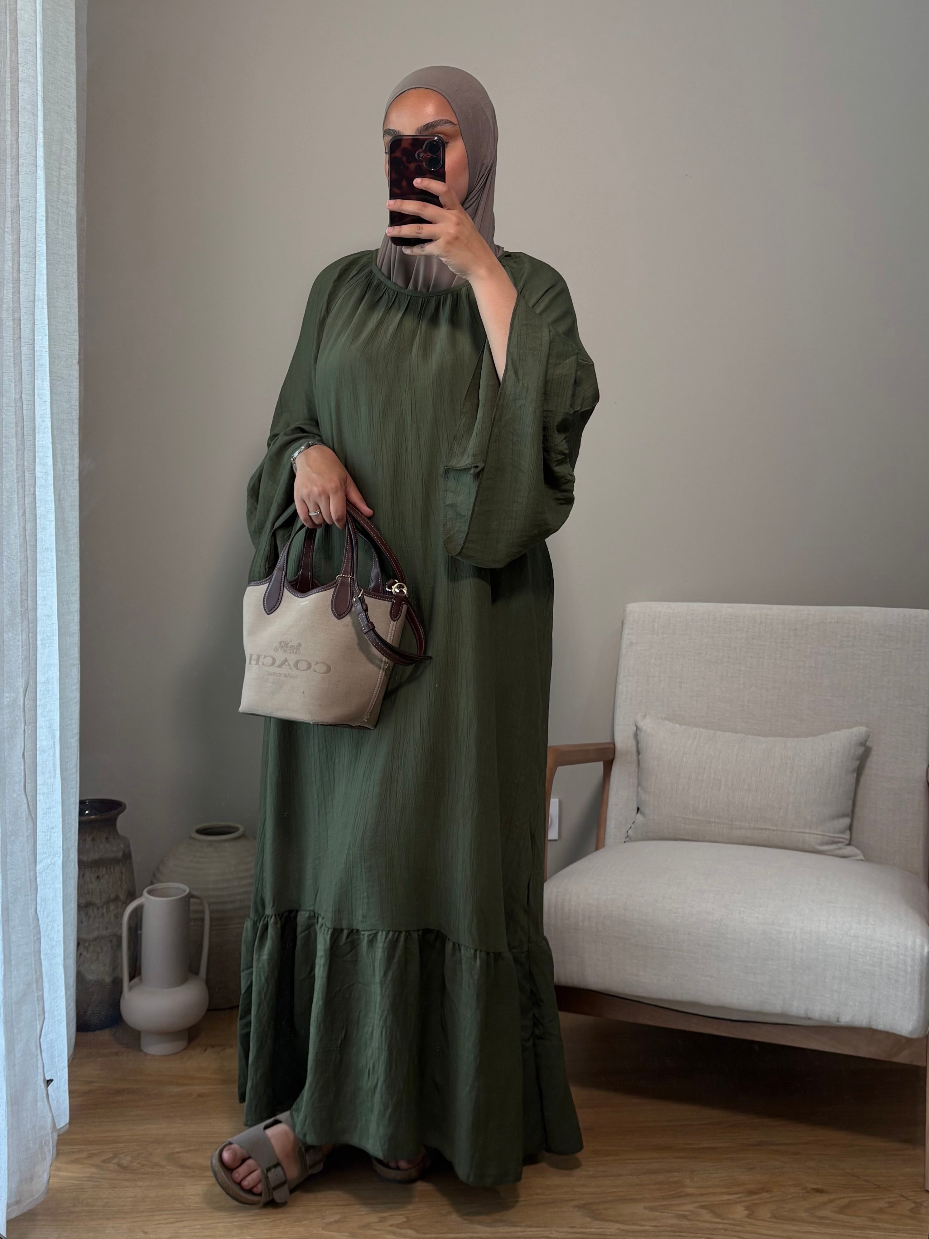 Robe à volant | Kaki