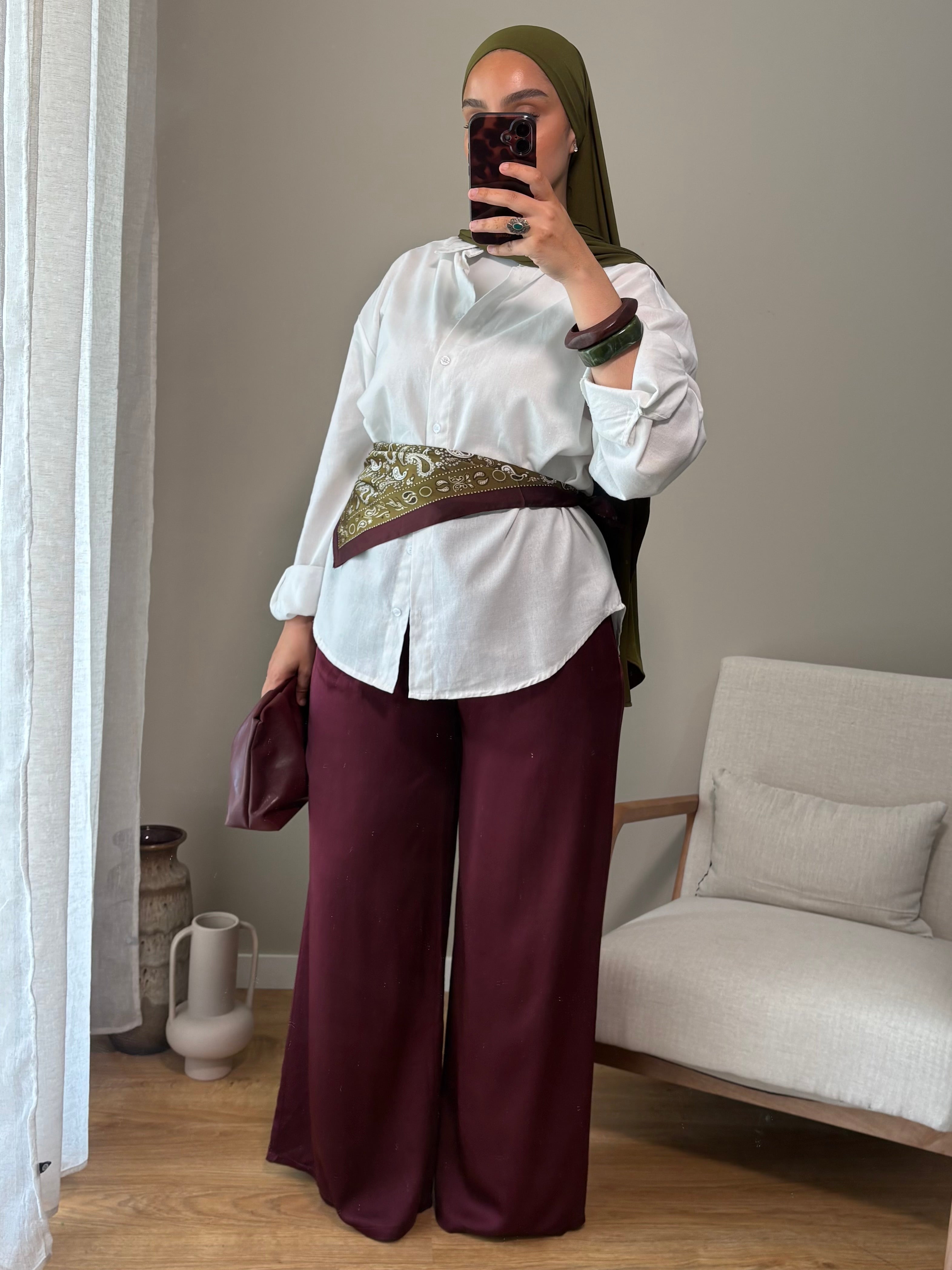 Pantalon satiné | Bordeaux