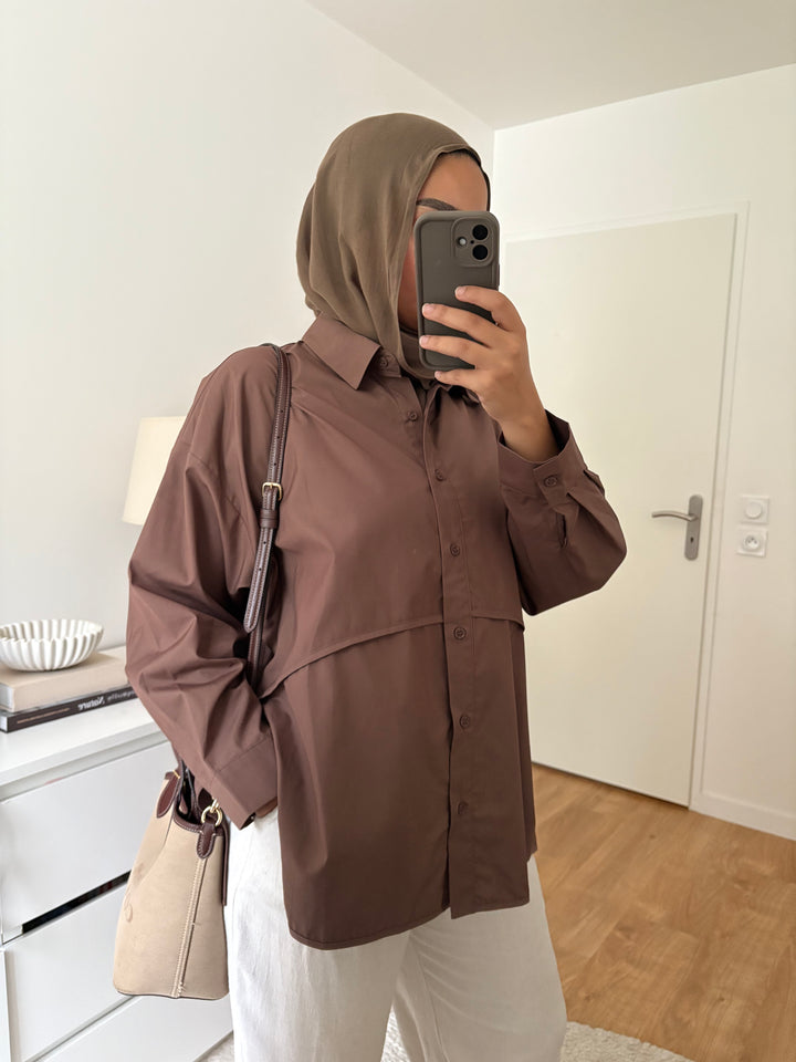 Chemise Marron à fentes