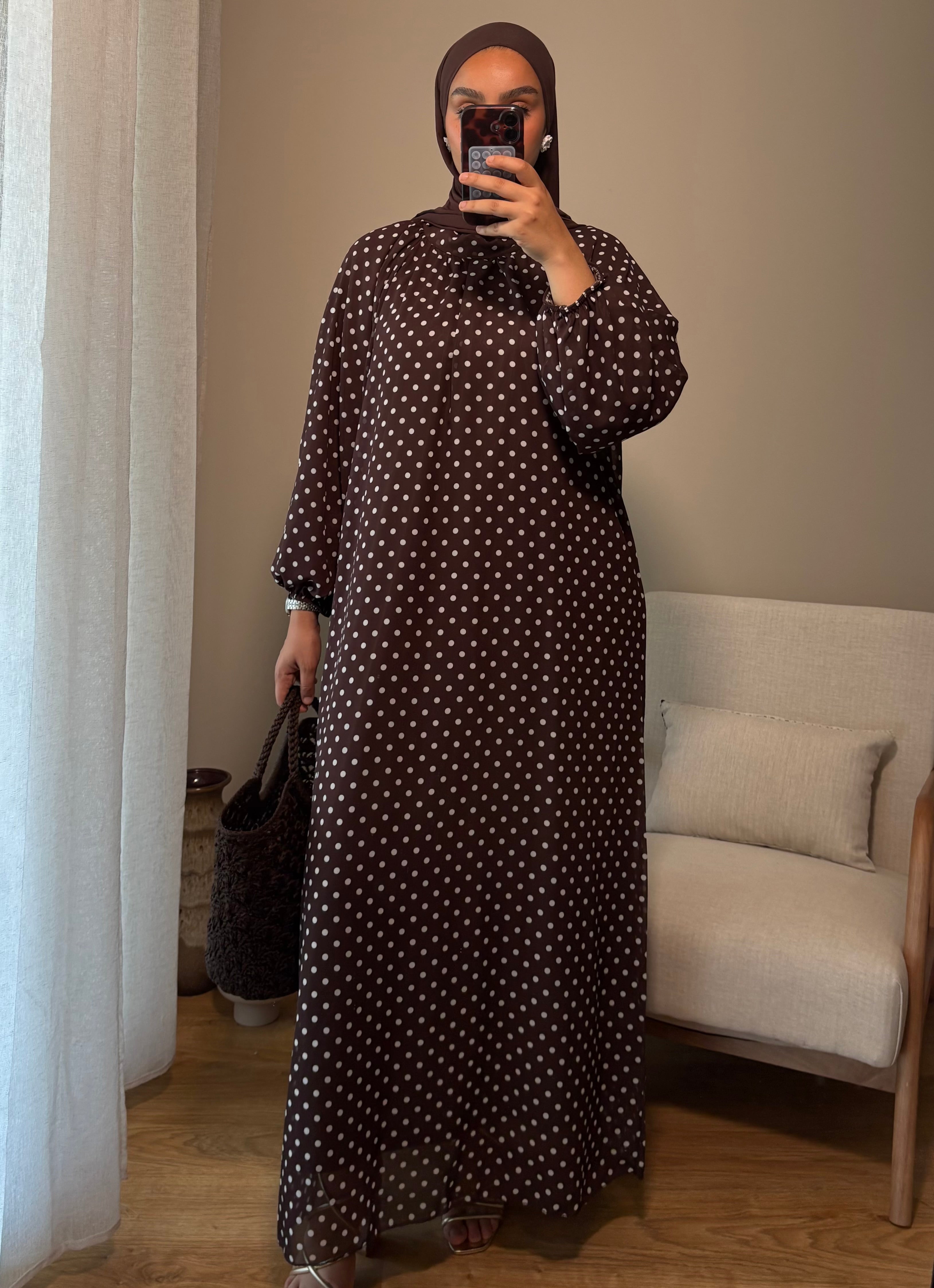 Robe à pois | Marron