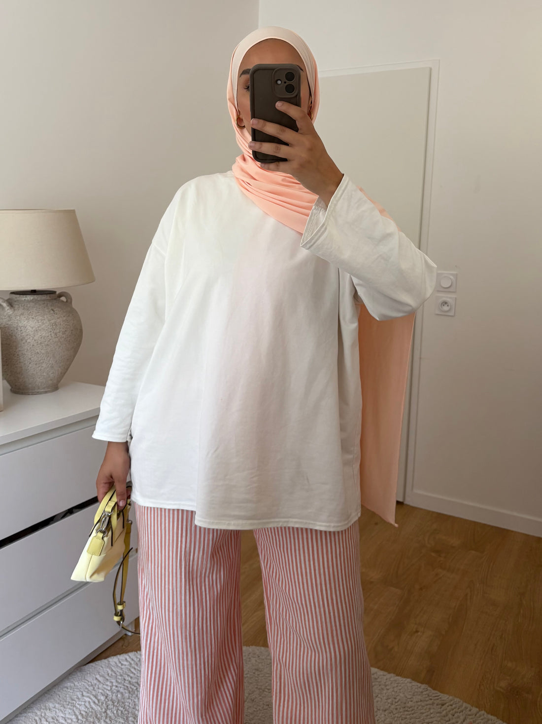 Pantalon rayé | Corail