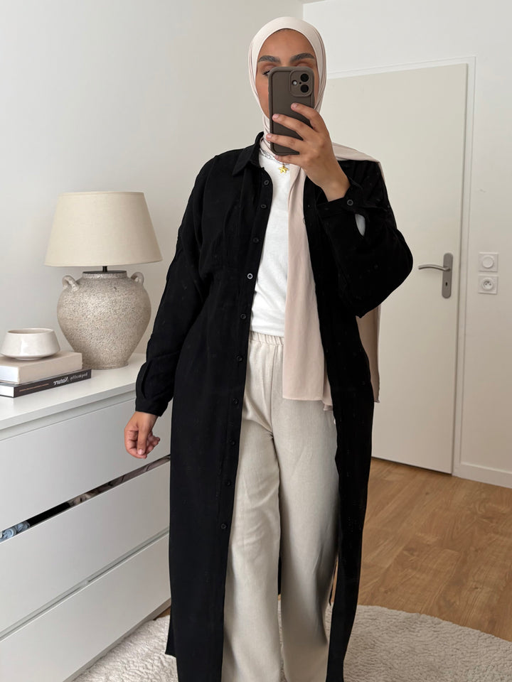 Robe chemise en lin | Noire