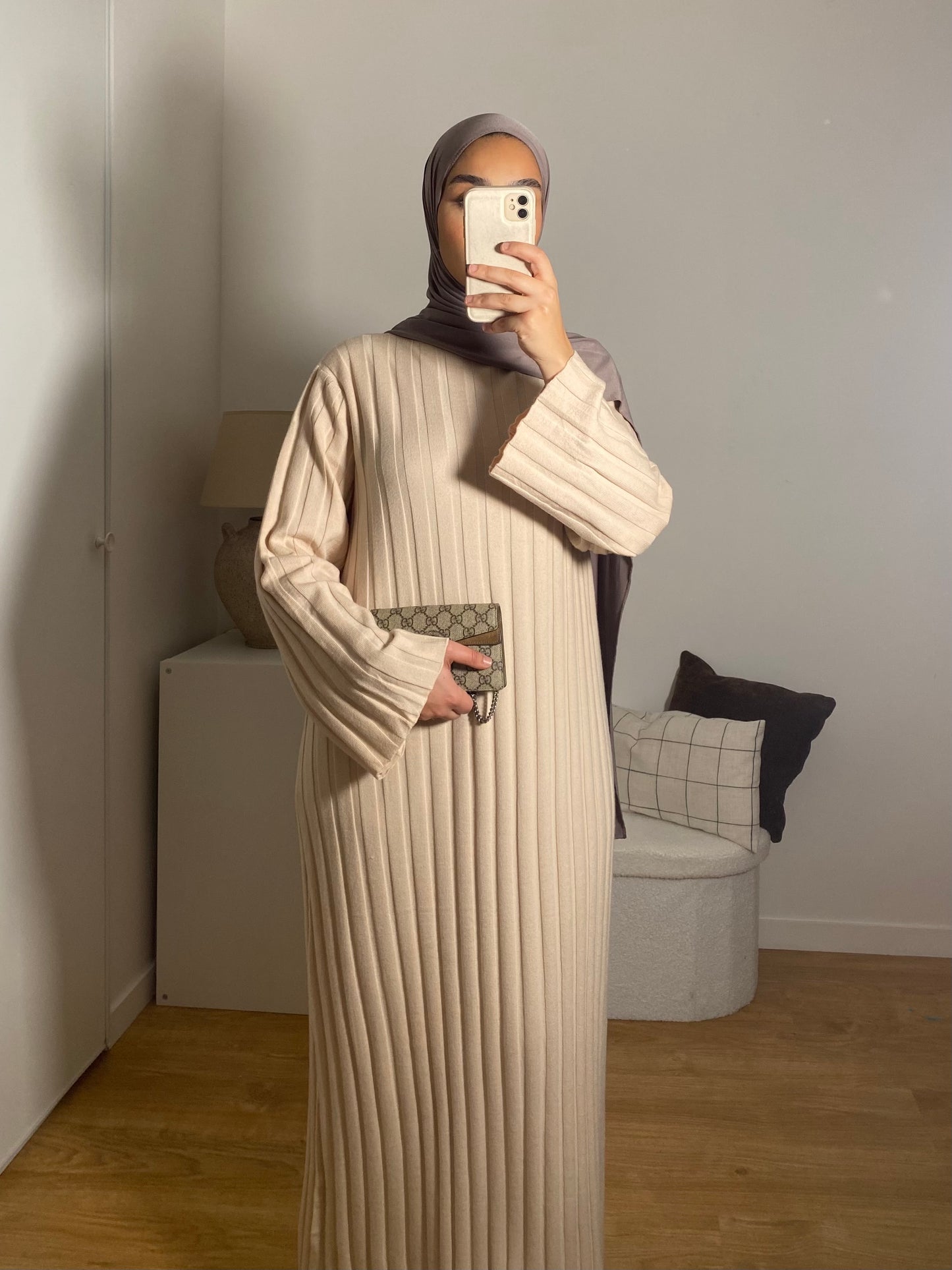 Robe Faiza plissée crème